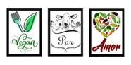 Kit 3 Quadros Decorativos Vegan Por Amor Arte Vegetarianos