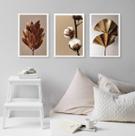 Kit 3 Quadros Elegantes Sala Quarto Flores Marrom 24x18cm - com vidro Kit 3 Quadros Elegantes Sala Quarto Flores Marrom 24x18cm - com vidro