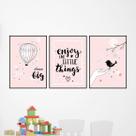 Kit 3 Quadros Enjoy The Little Things 24x18cm