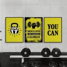 Kit 3 Quadros Exercício Funcional You Can 45x34cm - com vidro