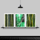 Kit 3 Quadros Feng Shui Buda Bambu 33x24cm - com vidro