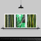Kit 3 Quadros Feng Shui Buda Bambu 45x34cm