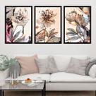 Kit 3 Quadros Flores Neutras 60x40cm Kit 3 Quadros Flores Neutras 60x40cm