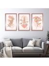 kit 3 Quadros Flores Rosas Galhos Casa Quarto Hall de Entrada