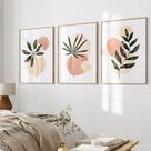 Kit 3 Quadros Folhas Verdes Fundo Rosa Fraco - Natureza - Tela Canvas com Moldura Flutuante em Vários Tamanhos - Artfine Kit 3 Quadros Folhas Verdes Fundo Rosa Fraco - Natureza - Tela Canvas com Moldura Flutuante em Vários Tamanhos - Artfine