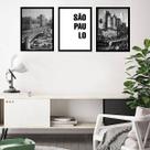 Kit 3 Quadros Fotografias Antigas São Paulo 24x18cm - com vidro