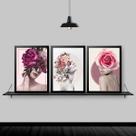 Kit 3 Quadros Fotografias Mulheres Florais 33x24cm Kit 3 Quadros Fotografias Mulheres Florais 33x24cm