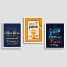 kit 3 Quadros Frases Motivadoras Trabalho 24x18cm - com vidro kit 3 Quadros Frases Motivadoras Trabalho 24x18cm - com vidro