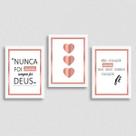 Kit 3 Quadros Frases Questão De Fé 24x18cm