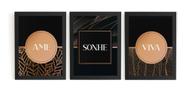 Kit 3 Quadros Geometricos Decoração Sala Casa Ame Sonhe Viva