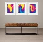 Kit 3 Quadros Grandes Abstratos Cores Quentes Waves 60x48cm