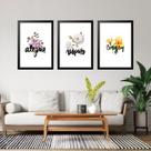 Kit 3 Quadros Grandes Alegria Coragem Respeito 60x48cm