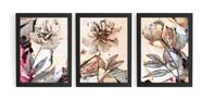 Kit 3 Quadros Grandes Arte Natureza Flores Decoração Chic