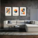 Kit 3 Quadros Grandes Bauhaus Circles Collection 60x48cm