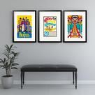 Kit 3 Quadros Grandes Beatles Yellow Submarine All You Need... - 60x48cm
