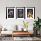 Kit 3 Quadros Grandes Cozinha Café 60x48cm
