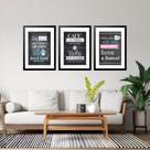 Kit 3 Quadros Grandes Cozinha Quadro Negro 60x48cm