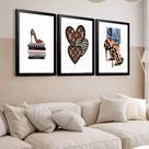 Kit 3 Quadros Grandes Grifes 60x48cm