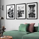 Kit 3 Quadros Grandes Harley Davidson 60x48cm