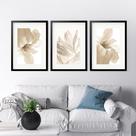 Kit 3 Quadros Grandes Pétalas Flores Beges - 60x48cm Kit 3 Quadros Grandes Pétalas Flores Beges - 60x48cm