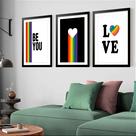 Kit 3 Quadros Grandes Pride Be You 60x48cm