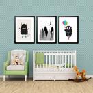 Kit 3 Quadros Grandes Quarto Infantil Monstrinho 60x48cm Kit 3 Quadros Grandes Quarto Infantil Monstrinho 60x48cm