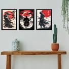 Kit 3 Quadros Gravuras Artes Samurais 33x24cm Kit 3 Quadros Gravuras Artes Samurais 33x24cm