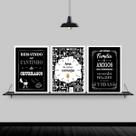 Kit 3 Quadros Hora De Beber Cerveja 45x34cm - com vidro Kit 3 Quadros Hora De Beber Cerveja 45x34cm - com vidro