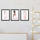 Kit 3 Quadros Infantis Bailarinas Morenas 45x34cm - com vidro Kit 3 Quadros Infantis Bailarinas Morenas 45x34cm - com vidro