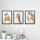 Kit 3 Quadros Infantis Menina Vintage Princesa 45x34cm Kit 3 Quadros Infantis Menina Vintage Princesa 45x34cm