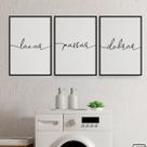 Kit 3 Quadros Lavanderia Lavar Passar Dobrar 24x18cm