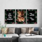 Kit 3 Quadros Leão e Leoa Frases Religiosas 33x24cm - com vidro