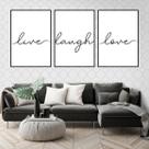 Kit 3 Quadros Live, Laugh, Love 24x18cm Kit 3 Quadros Live, Laugh, Love 24x18cm