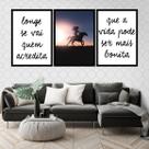 Kit 3 Quadros Longe se Vai - Cavalo 24x18cm - com vidro