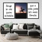 Kit 3 Quadros Longe se Vai - Cavalo 24x18cm