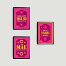 Kit 3 Quadros Mãe Eu Te Amo 45x34cm - com vidro