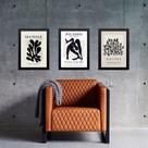 Kit 3 Quadros Matisse Picasso Preto e Nude 24x18cm