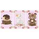 Kit 3 Quadros MDF Adesivado Bosque Encantado 20x30cm