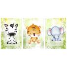 Kit 3 Quadros MDF Adesivado Safari 20x30cm