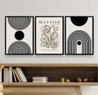 Kit 3 Quadros Minimalistas AbstratosMatisse 45x34cm - com vidro