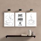 Kit 3 Quadros Minimalistas Para CantinhoDoCafé 45x34cm - com vidro