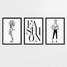Kit 3 Quadros Moda Feminina Fashion 33x24cm