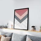 Kit 3 Quadros Moldura Preta 30x40cm Geometric Mármore