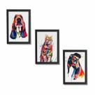 Kit 3 Quadros Moldura Preta Cachorro Gato Colorido 30x40cm Kit 3 Quadros Moldura Preta Cachorro Gato Colorido 30x40cm