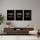 Kit 3 Quadros Motivacionais Preto e Branco com Moldura