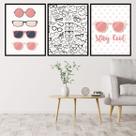 Kit 3 Quadros Óculos - Stay Cool 45x34cm - com vidro