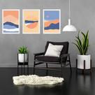 Kit 3 Quadros Paisagens Abstratas Montanhas Boho 24x18cm Kit 3 Quadros Paisagens Abstratas Montanhas Boho 24x18cm