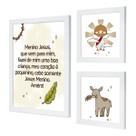 Kit 3 Quadros para Quarto Infantil Bebê com Moldura Oração Anjo Nossa Senhora Jesus sem vidro Kit 3 Quadros para Quarto Infantil Bebê com Moldura Oração Anjo Nossa Senhora Jesus sem vidro