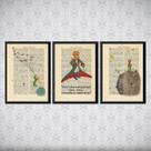 Kit 3 Quadros Pequeno Príncipe Vintage 33x24cm - com vidro