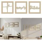 Kit 3 quadros personalizado Fé Amor Gratidão - mdf 3mm Resistente